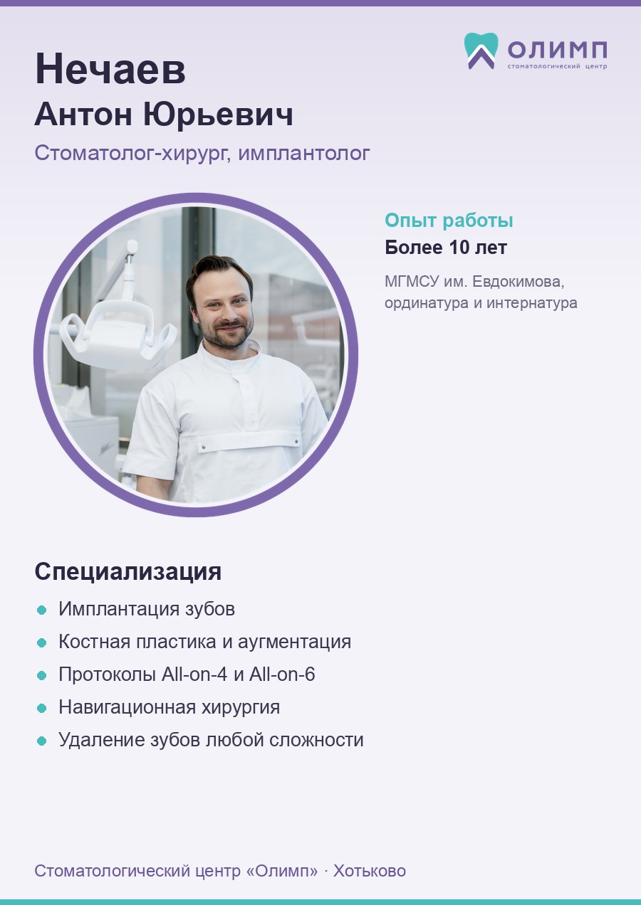 Нечаев Антон Юрьевич — стоматолог-хирург, имплантолог